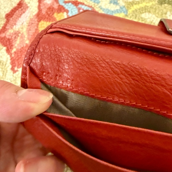 CHLOE Y2K Vintage Paddington Red Leather Bi-Fold Long Wallet W/ Added Crossbody - Picture 15 of 16
